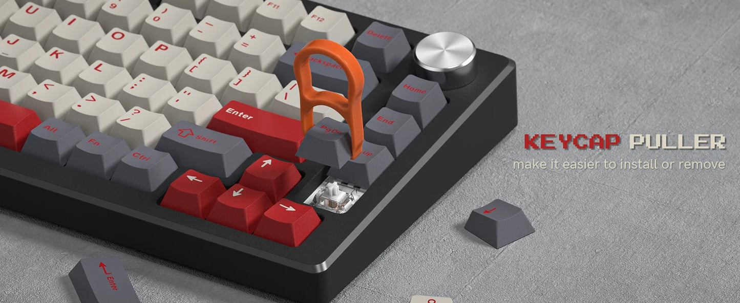 Dark Grey Retro Red PBT Keycaps