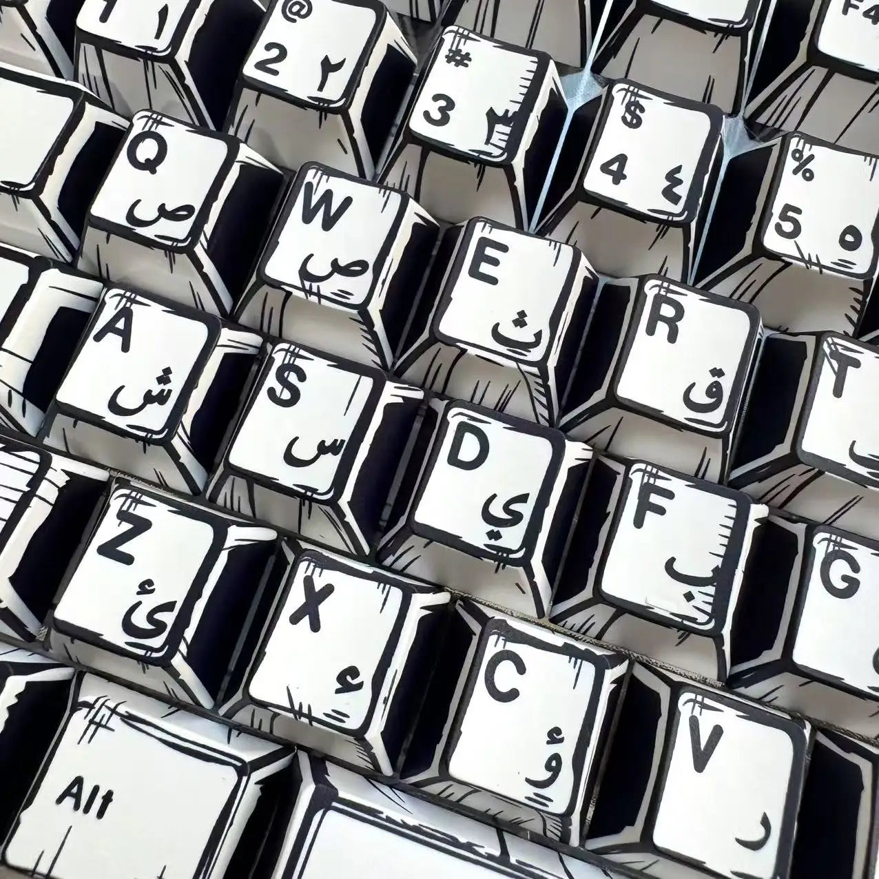 White Multi-Language Comic Keycaps