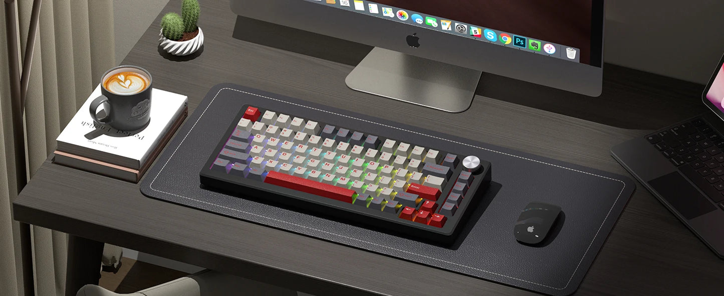 Dark Grey Retro Red PBT Keycaps