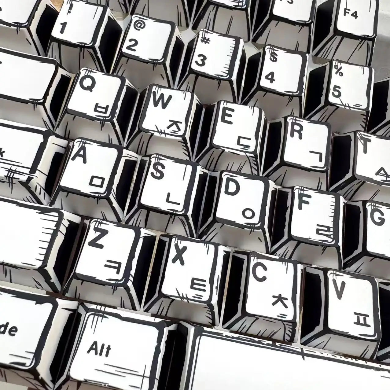 White Multi-Language Comic Keycaps