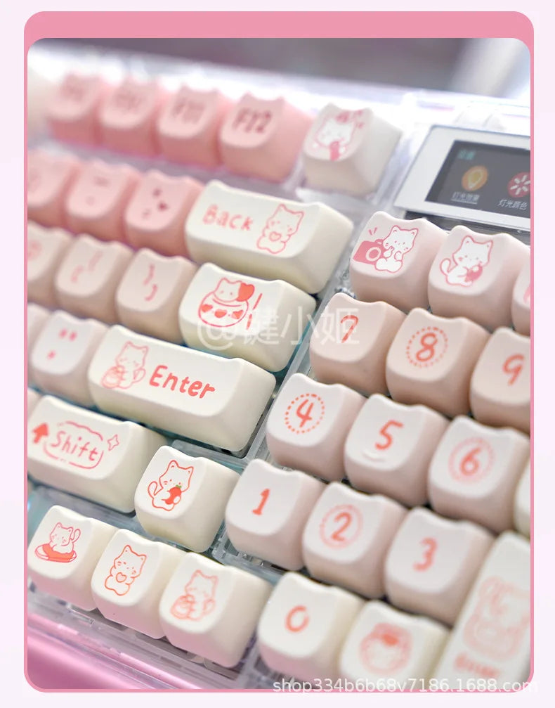 Cute Pink Kitty Prr Keycaps