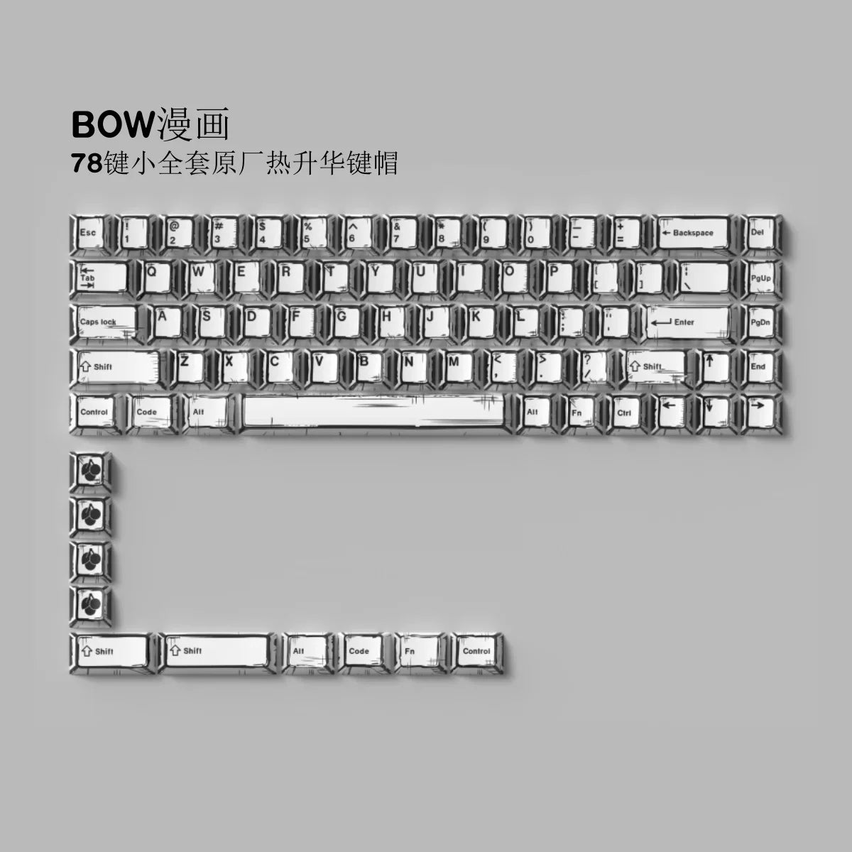 White Multi-Language Comic Keycaps