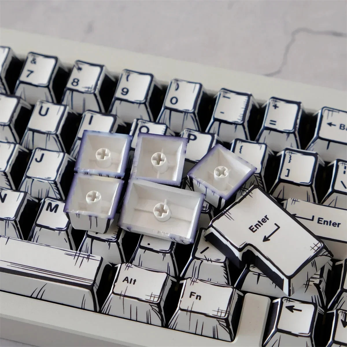White Multi-Language Comic Keycaps