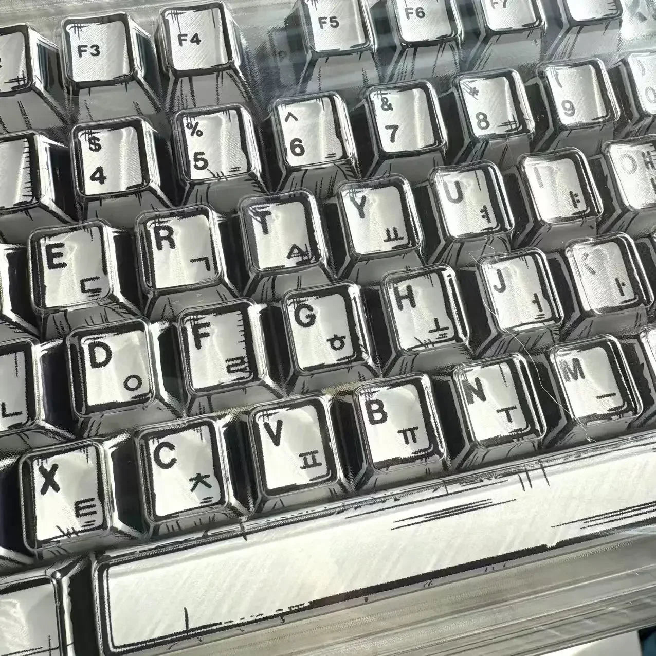 White Multi-Language Comic Keycaps