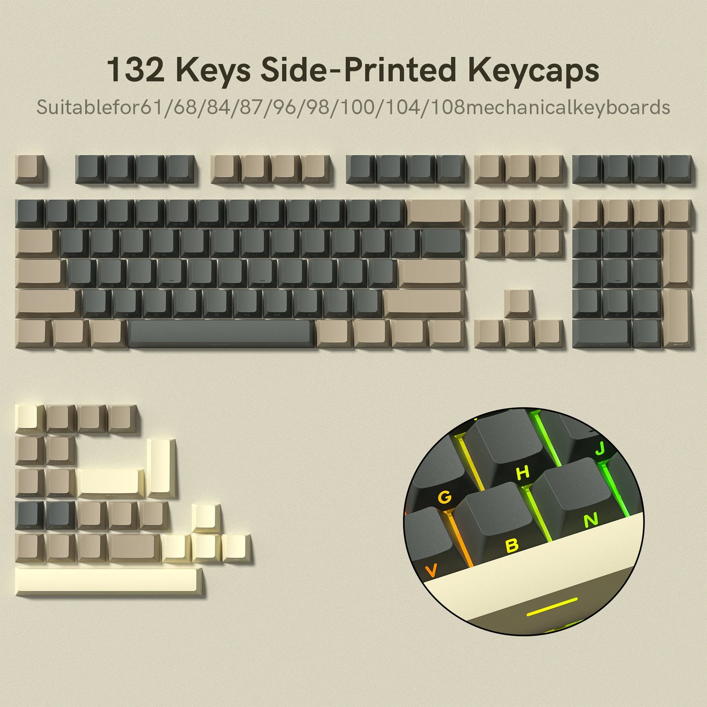 Dark Grey Retro Red PBT Keycaps