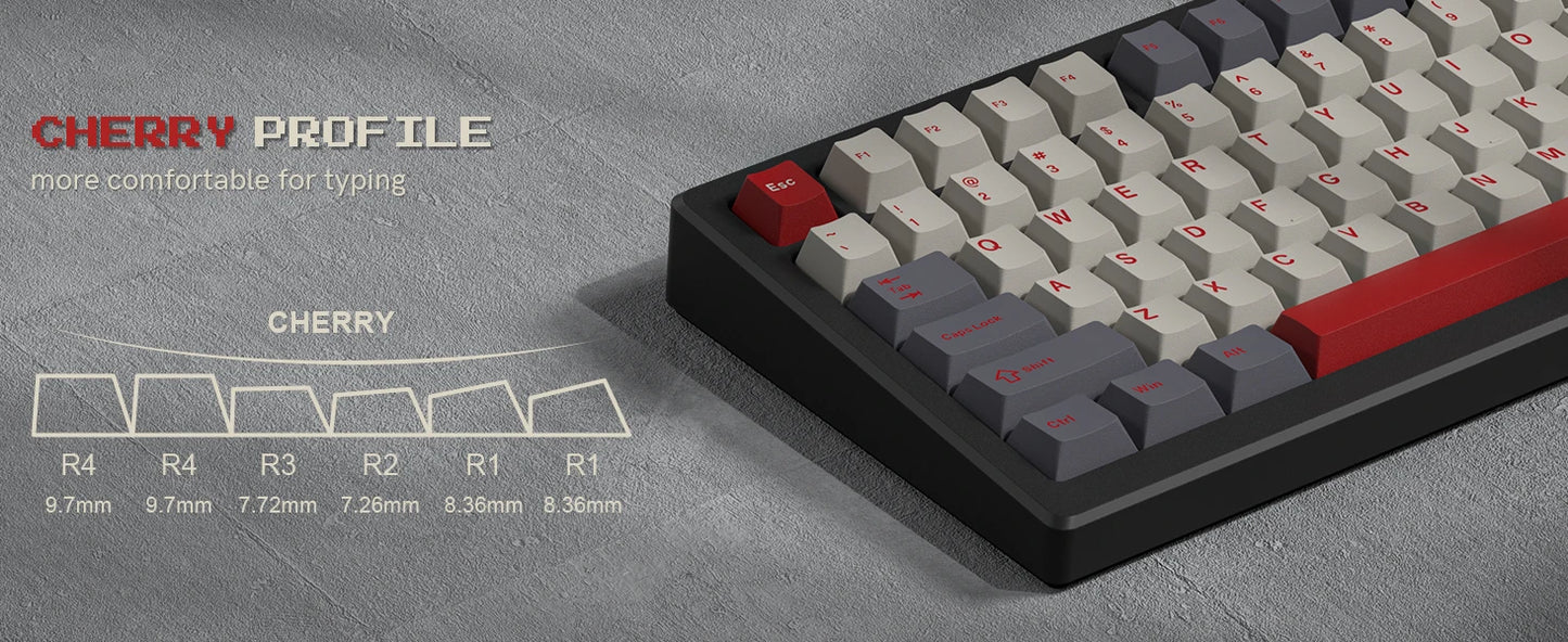 Dark Grey Retro Red PBT Keycaps