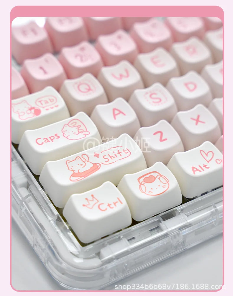 Cute Pink Kitty Prr Keycaps