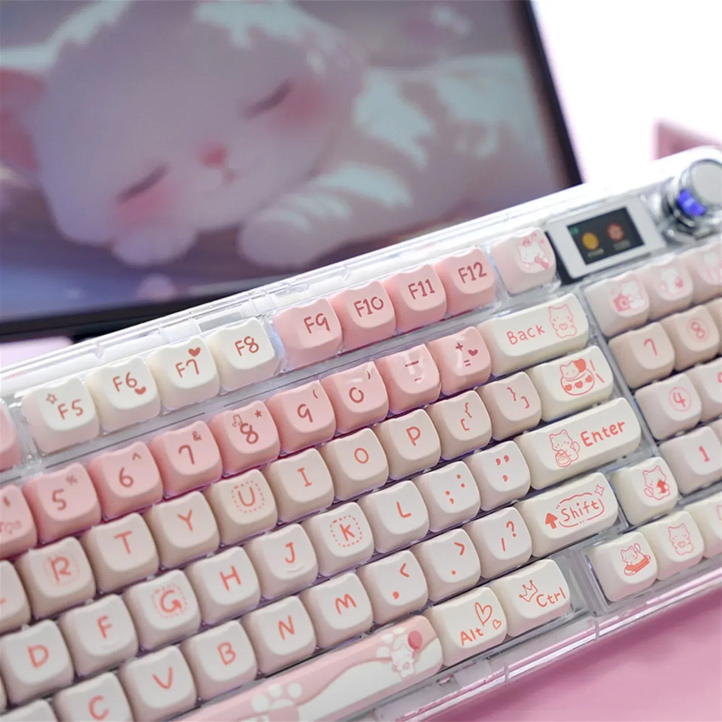 Cute Pink Kitty Prr Keycaps