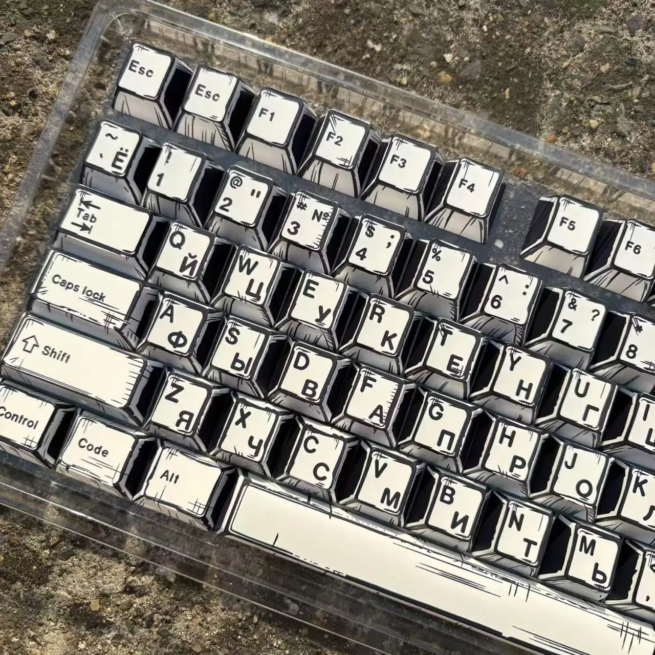 White Multi-Language Comic Keycaps