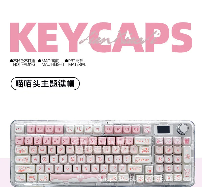 Cute Pink Kitty Prr Keycaps
