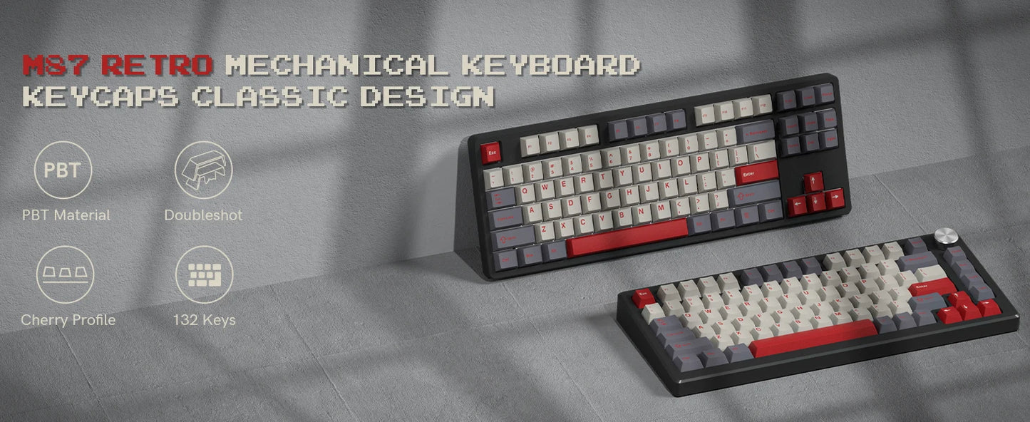 Dark Grey Retro Red PBT Keycaps