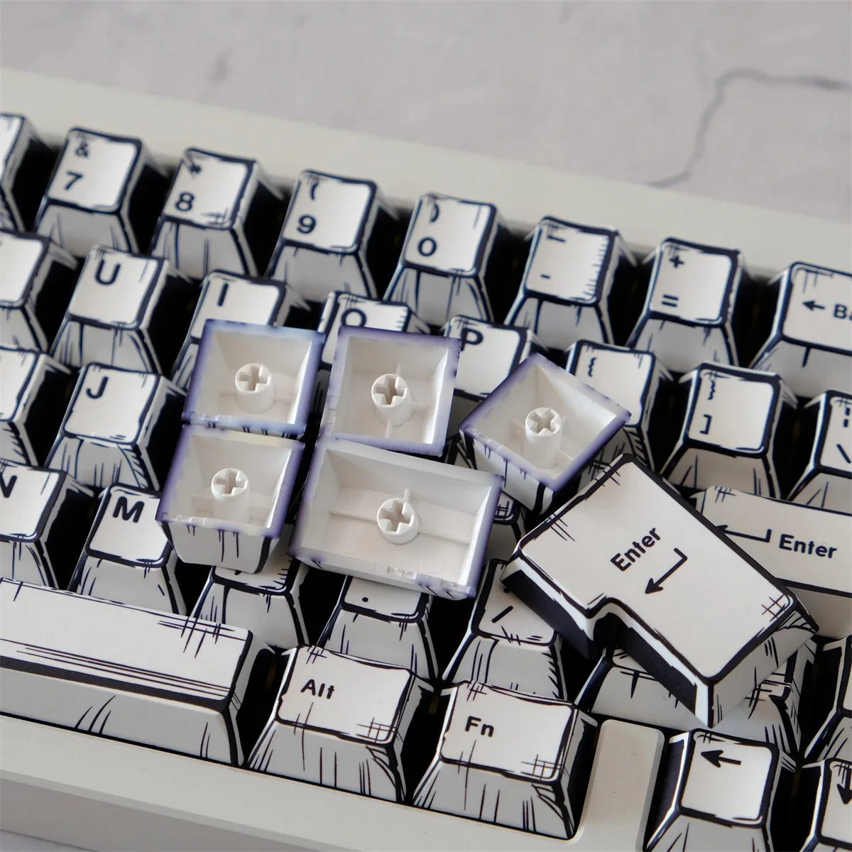 White Multi-Language Comic Keycaps