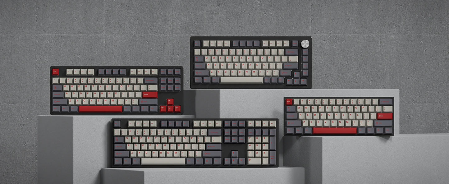 Dark Grey Retro Red PBT Keycaps