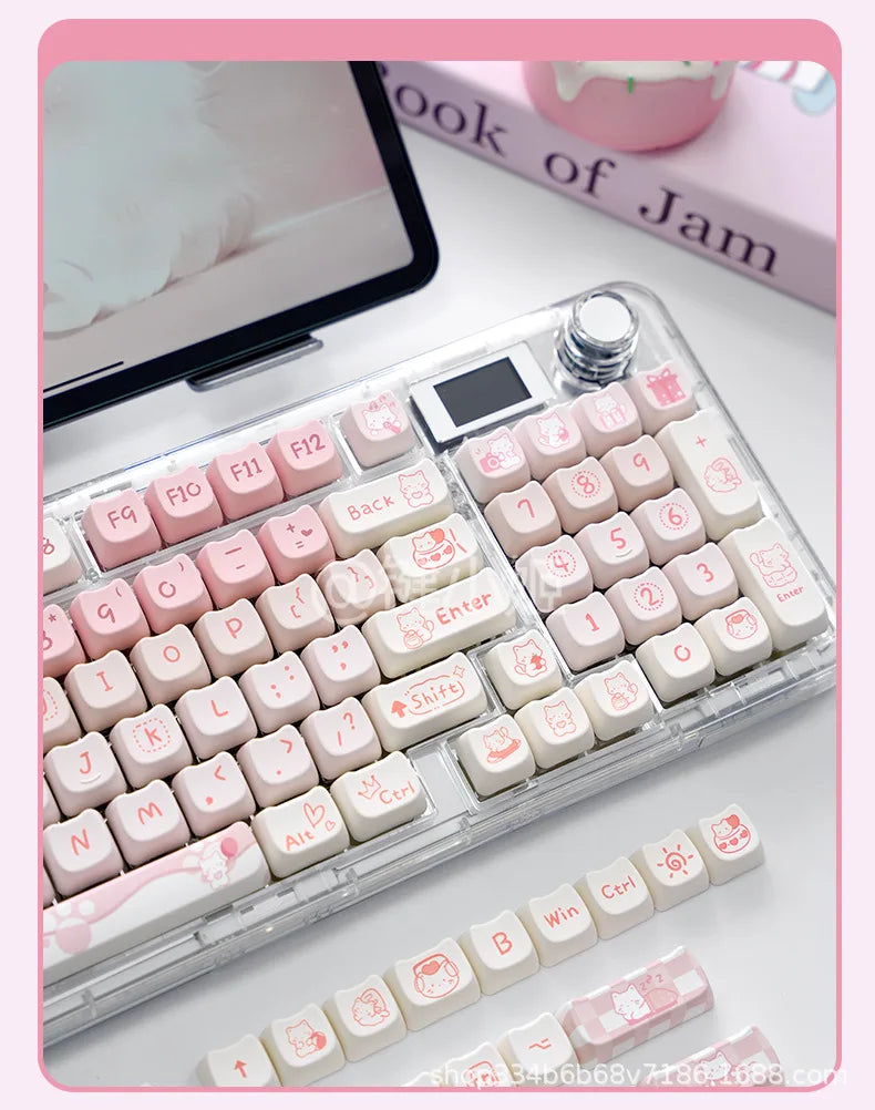 Cute Pink Kitty Prr Keycaps