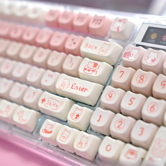 Cute Pink Kitty Prr Keycaps
