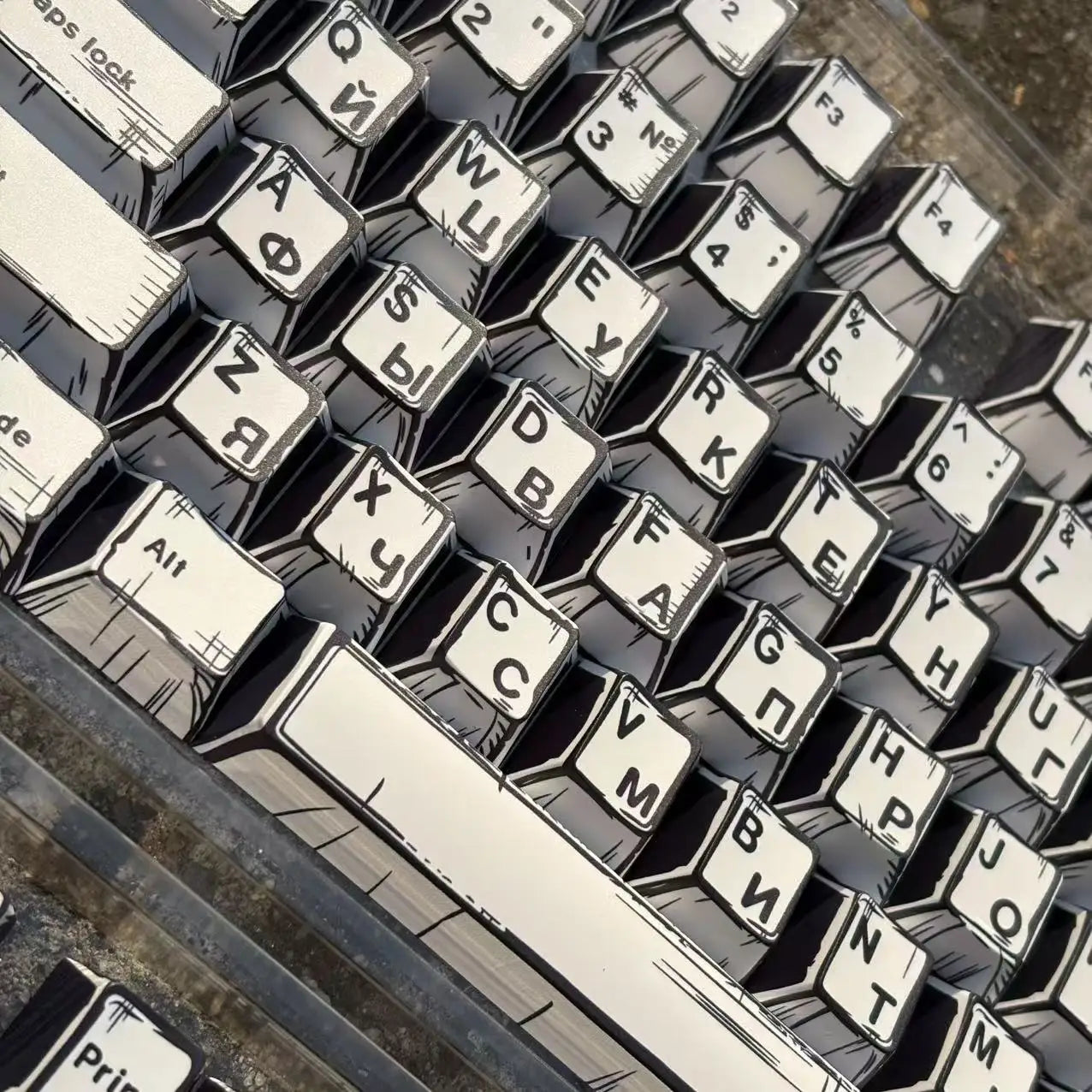 White Multi-Language Comic Keycaps