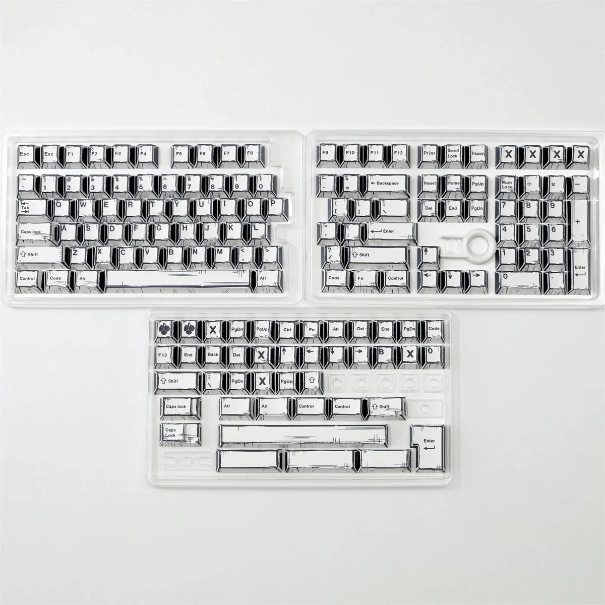 White Multi-Language Comic Keycaps