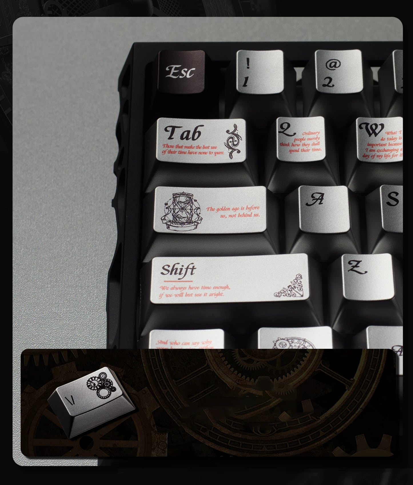 Metal Feel PBT Keycaps Top Print