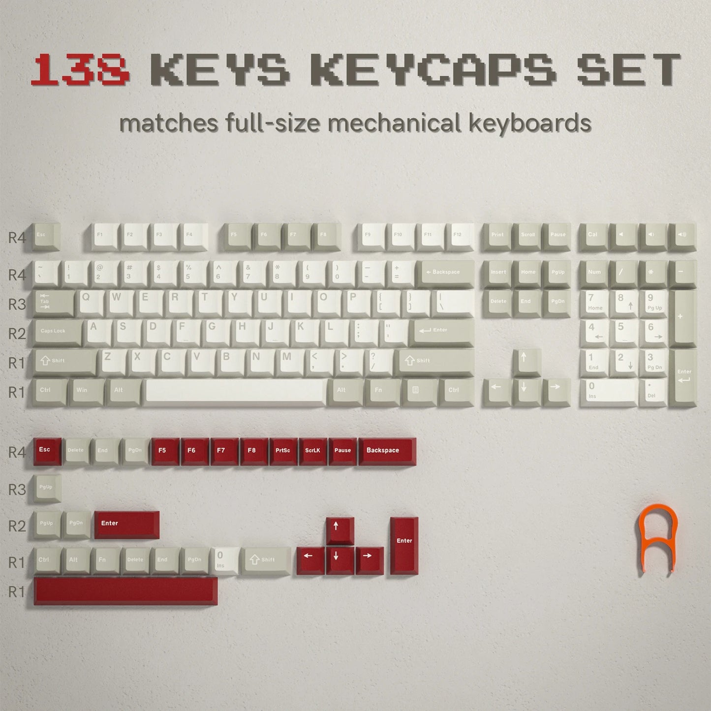 Dark Grey Retro Red PBT Keycaps