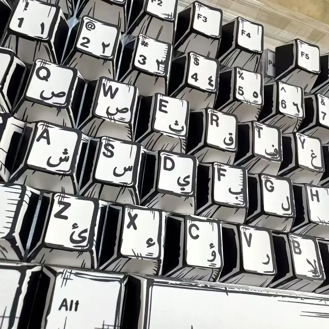 White Multi-Language Comic Keycaps