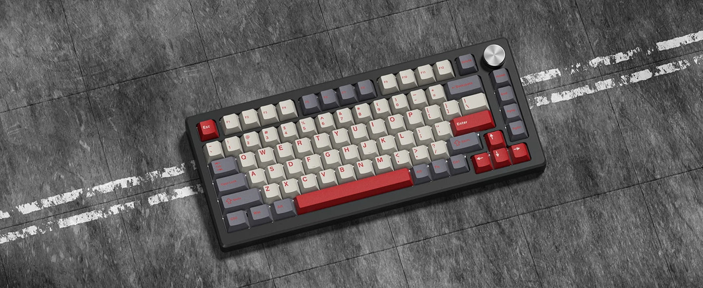 Dark Grey Retro Red PBT Keycaps