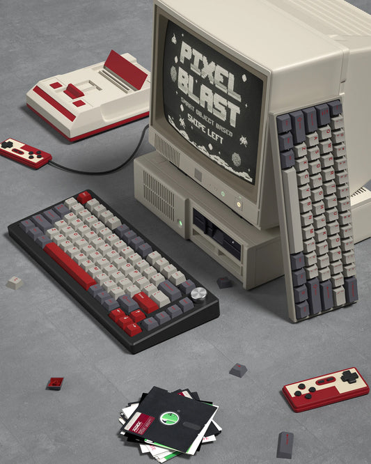 Dark Grey Retro Red PBT Keycaps