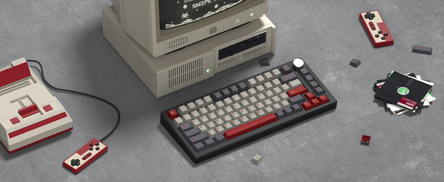 Dark Grey Retro Red PBT Keycaps