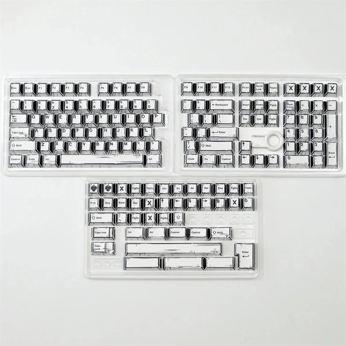 White Multi-Language Comic Keycaps
