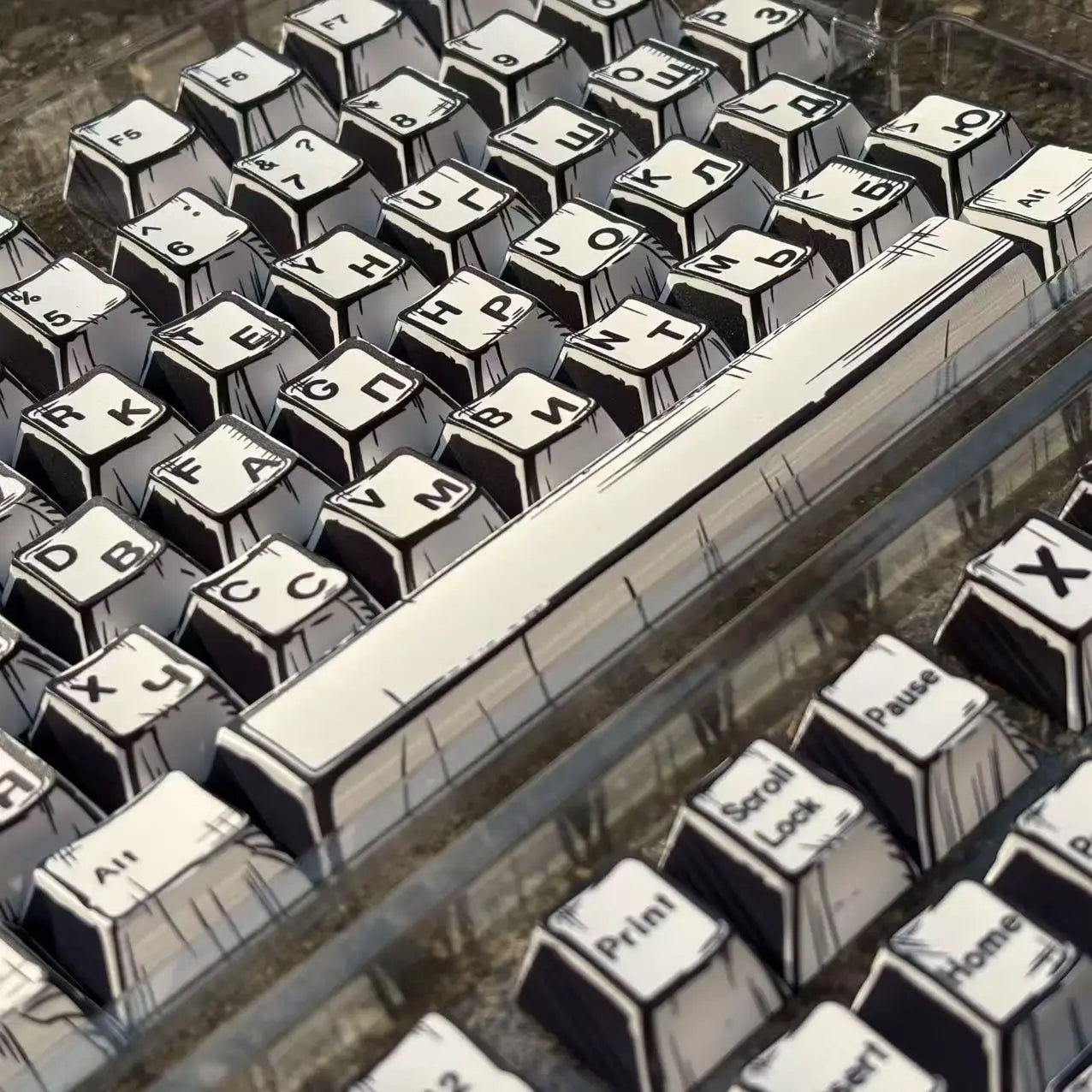 White Multi-Language Comic Keycaps