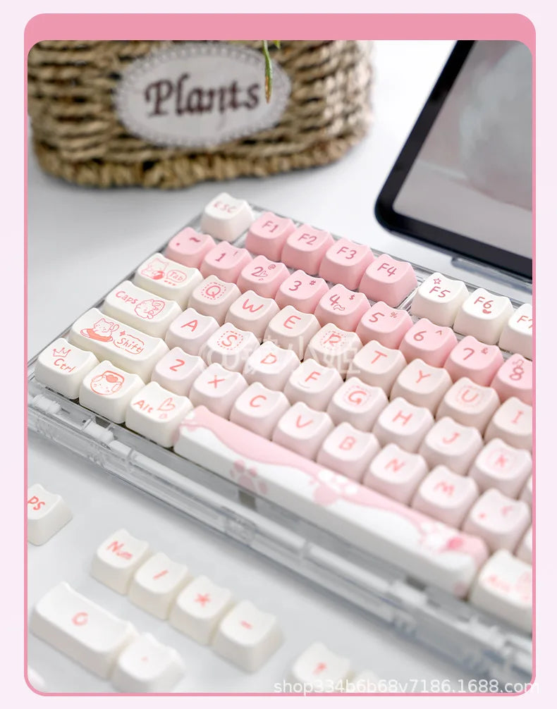 Cute Pink Kitty Prr Keycaps