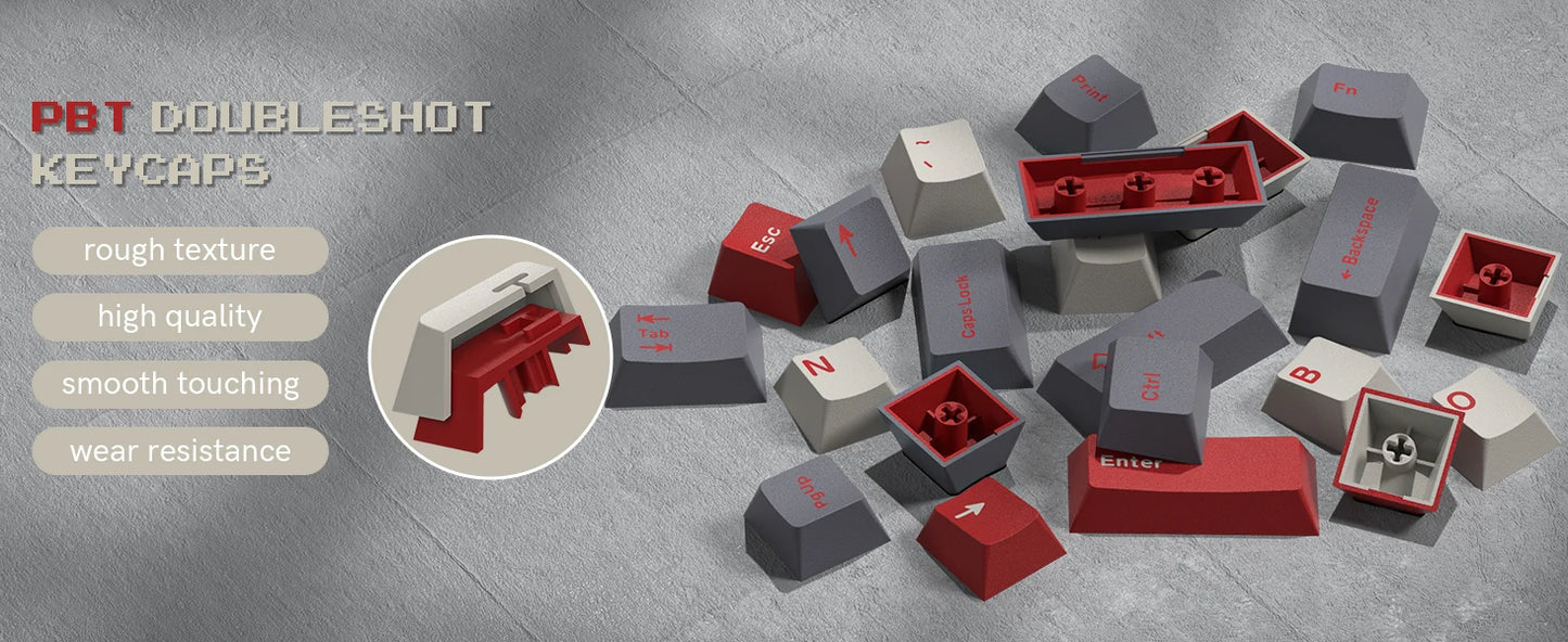 Dark Grey Retro Red PBT Keycaps