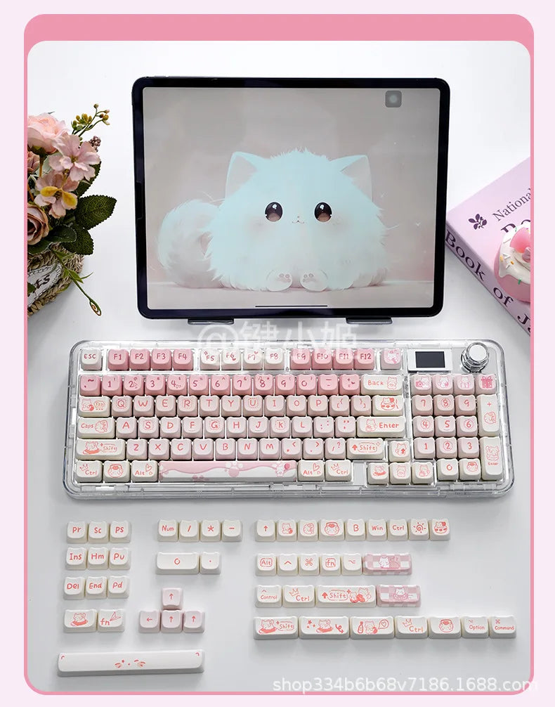 Cute Pink Kitty Prr Keycaps