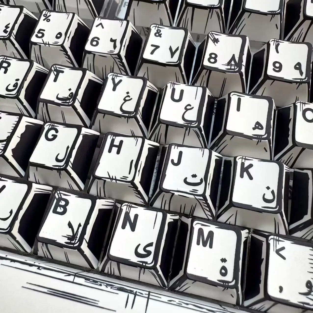 White Multi-Language Comic Keycaps
