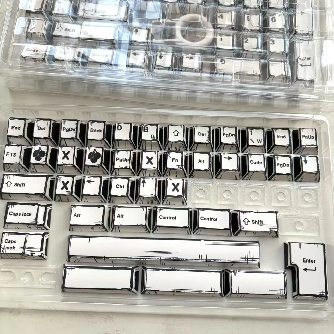 White Multi-Language Comic Keycaps