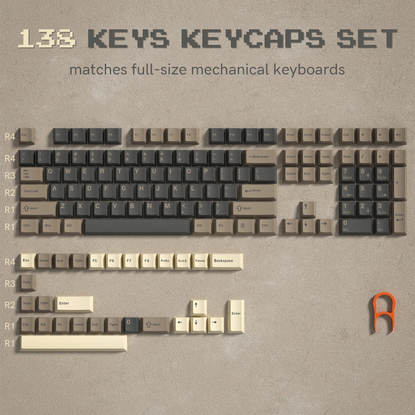 Dark Grey Retro Red PBT Keycaps
