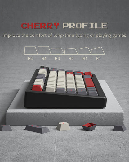Dark Grey Retro Red PBT Keycaps