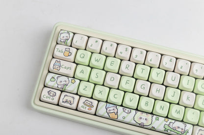 Milk Green Panda Keycaps