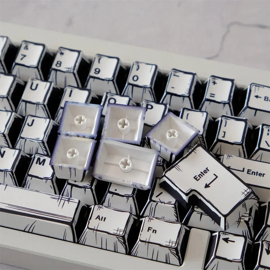 White Multi-Language Comic Keycaps