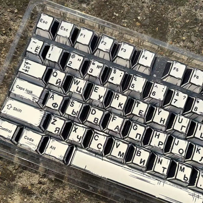 White Multi-Language Comic Keycaps
