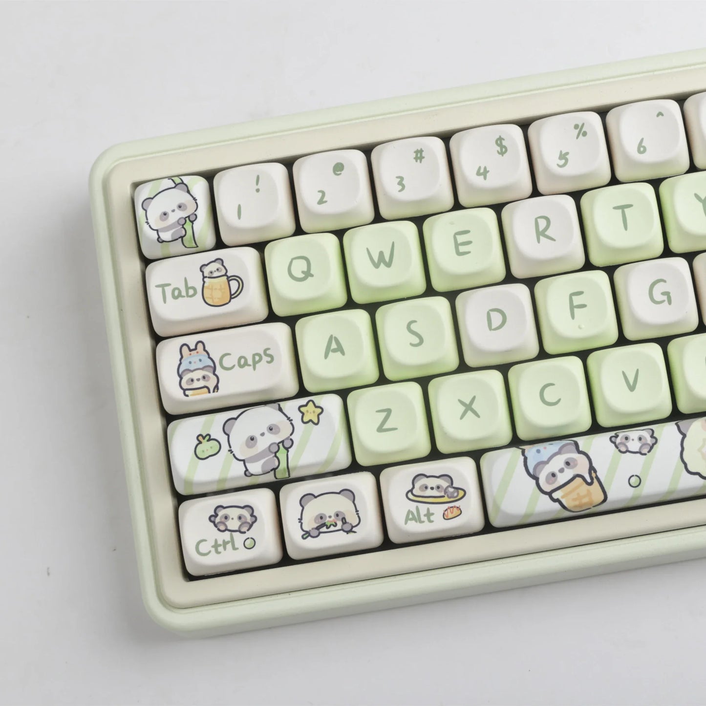 Milk Green Panda Keycaps