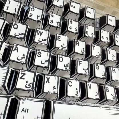 White Multi-Language Comic Keycaps