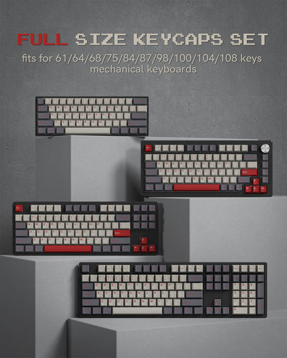 Dark Grey Retro Red PBT Keycaps