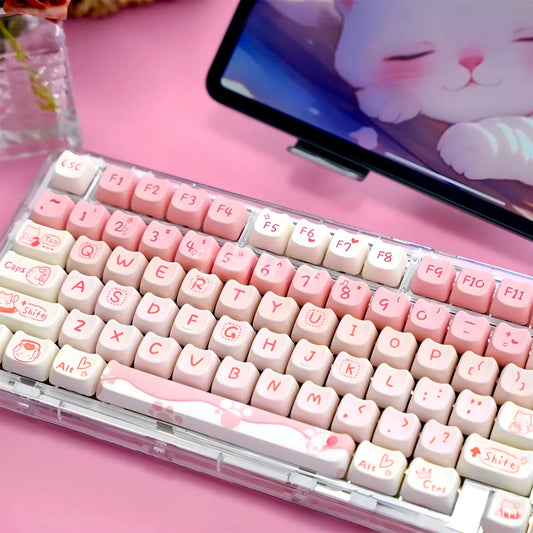Cute Pink Kitty Prr Keycaps
