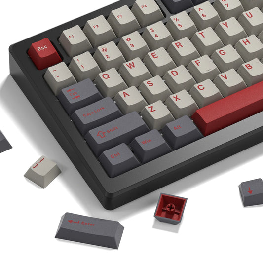 Dark Grey Retro Red PBT Keycaps