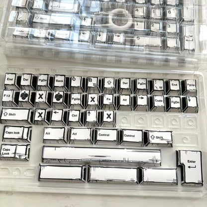 White Multi-Language Comic Keycaps